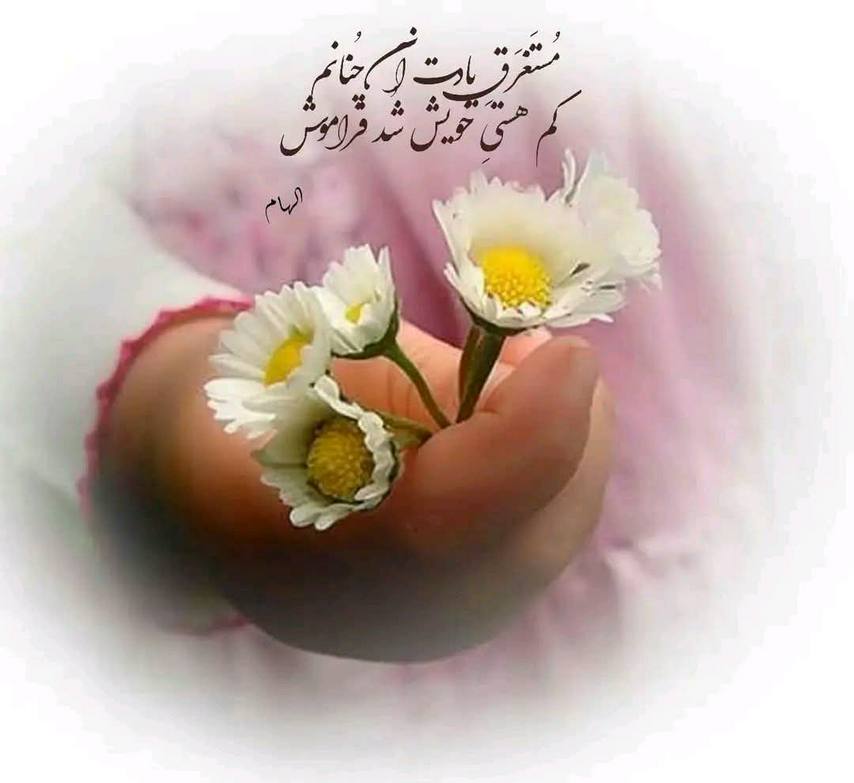 مُستَغرَقِ یادت آن‌چُنانم
کم هستیِ خویش شُد فراموش

مَیں تُمہاری یاد میں اِس طرح مُستَغرَق ہُوں 
کہ مُجھے اپنی ہَستی…